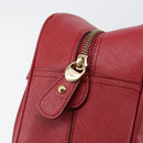 Salvatore Ferragamo Gancini Hand Bag Leather Red Gold Auth BA7062-9