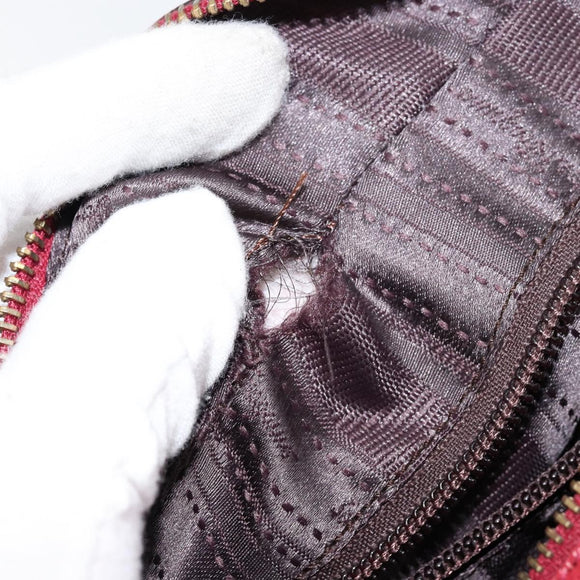 Salvatore Ferragamo Gancini Hand Bag Leather Red Gold Auth BA7062