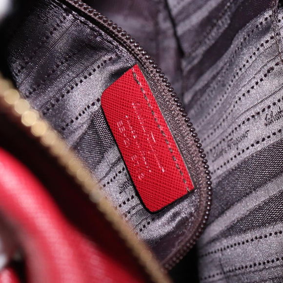 Salvatore Ferragamo Gancini Hand Bag Leather Red Gold Auth BA7062