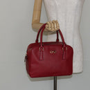 Salvatore Ferragamo Gancini Hand Bag Leather Red Gold Auth BA7062-23