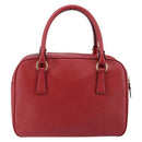 Salvatore Ferragamo Gancini Hand Bag Leather Red Gold Auth BA7062-2