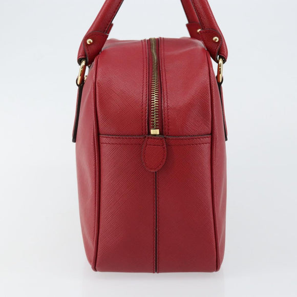 Salvatore Ferragamo Gancini Hand Bag Leather Red Gold Auth BA7062