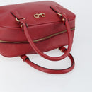 Salvatore Ferragamo Gancini Hand Bag Leather Red Gold Auth BA7062-7
