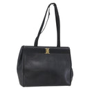 Salvatore Ferragamo Vala Shoulder Bag Leather Black Gold Auth BA7064-1