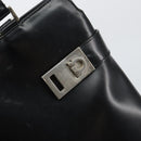 Salvatore Ferragamo Gancini Tote Bag Leather Black Silver Auth BA7066-17