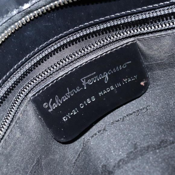 Salvatore Ferragamo Gancini Tote Bag Leather Black Silver Auth BA7066