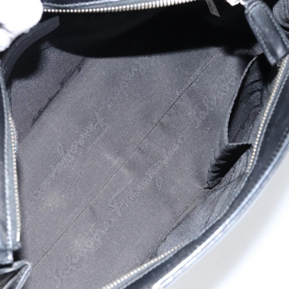 Salvatore Ferragamo Gancini Tote Bag Leather Black Silver Auth BA7066