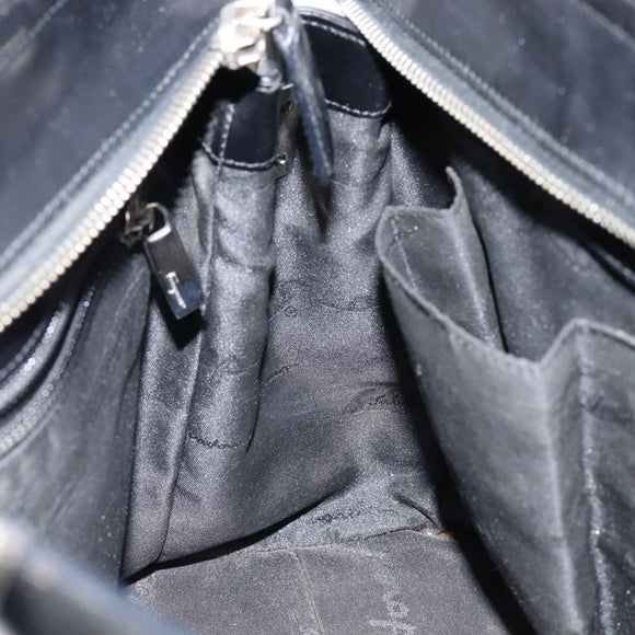 Salvatore Ferragamo Gancini Tote Bag Leather Black Silver Auth BA7066