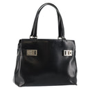 Salvatore Ferragamo Gancini Tote Bag Leather Black Silver Auth BA7066-1