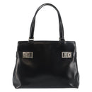 Salvatore Ferragamo Gancini Tote Bag Leather Black Silver Auth BA7066-13