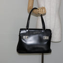 Salvatore Ferragamo Gancini Tote Bag Leather Black Silver Auth BA7066-23