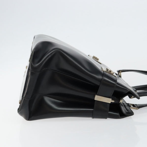 Salvatore Ferragamo Gancini Tote Bag Leather Black Silver Auth BA7066