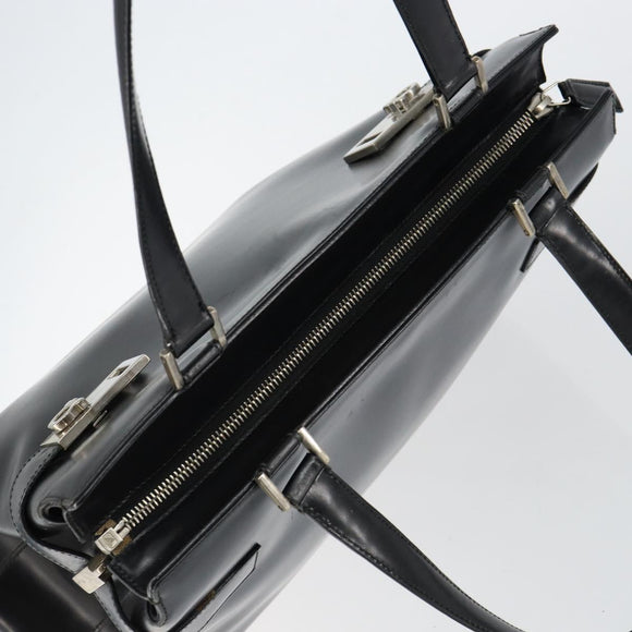 Salvatore Ferragamo Gancini Tote Bag Leather Black Silver Auth BA7066