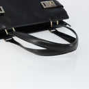 Salvatore Ferragamo Gancini Tote Bag Leather Black Silver Auth BA7066-7