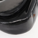 Salvatore Ferragamo Gancini Shoulder Bag Enamel Black Silver Auth BA7067-9
