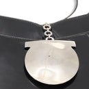 Salvatore Ferragamo Gancini Shoulder Bag Enamel Black Silver Auth BA7067-10