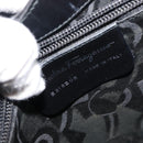 Salvatore Ferragamo Gancini Shoulder Bag Enamel Black Silver Auth BA7067-12