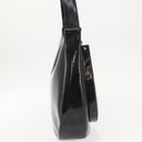 Salvatore Ferragamo Gancini Shoulder Bag Enamel Black Silver Auth BA7067-4