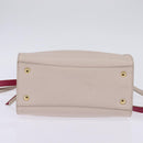 Salvatore Ferragamo Gancini Hand Bag Leather 2way Beige Gold Auth BA7068-5