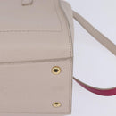 Salvatore Ferragamo Gancini Hand Bag Leather 2way Beige Gold Auth BA7068-16