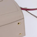 Salvatore Ferragamo Gancini Hand Bag Leather 2way Beige Gold Auth BA7068-18