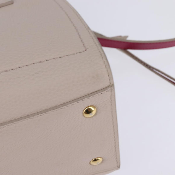 Salvatore Ferragamo Gancini Hand Bag Leather 2way Beige Gold Auth BA7068