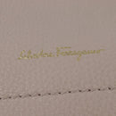 Salvatore Ferragamo Gancini Hand Bag Leather 2way Beige Gold Auth BA7068-19