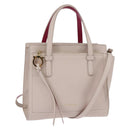 Salvatore Ferragamo Gancini Hand Bag Leather 2way Beige Gold Auth BA7068-1