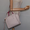 Salvatore Ferragamo Gancini Hand Bag Leather 2way Beige Gold Auth BA7068-23