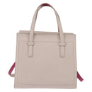 Salvatore Ferragamo Gancini Hand Bag Leather 2way Beige Gold Auth BA7068-2