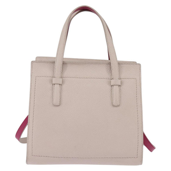 Salvatore Ferragamo Gancini Hand Bag Leather 2way Beige Gold Auth BA7068
