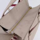 Salvatore Ferragamo Gancini Hand Bag Leather 2way Beige Gold Auth BA7068-6