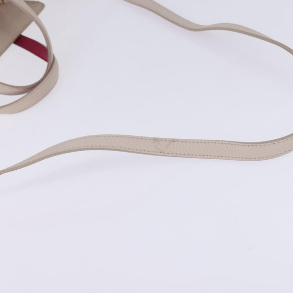 Salvatore Ferragamo Gancini Hand Bag Leather 2way Beige Gold Auth BA7068