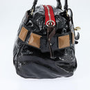 Chloe Audra Tote Bag Enamel Black Gold Auth BA7069-3