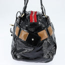 Chloe Audra Tote Bag Enamel Black Gold Auth BA7069-4