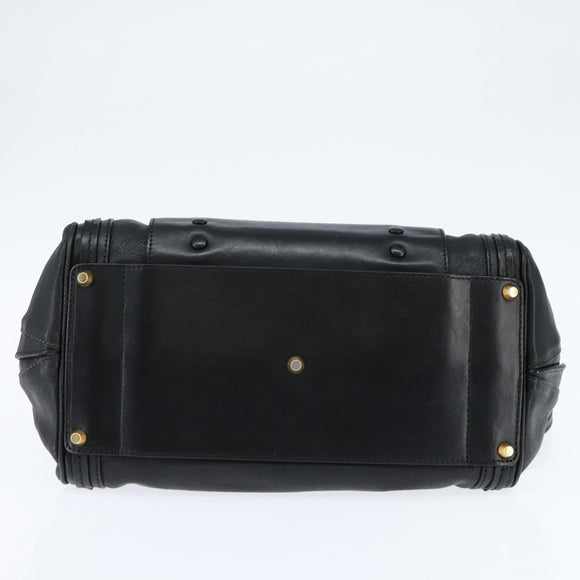 Chloe Alice Hand Bag Leather 2way Black Gold Auth BA7070