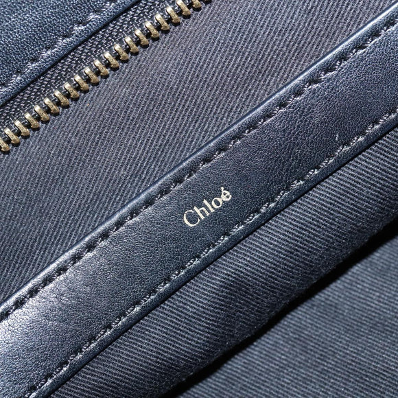 Chloe Alice Hand Bag Leather 2way Black Gold Auth BA7070