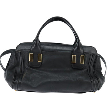 Chloe Alice Hand Bag Leather 2way Black Gold Auth BA7070 - 0