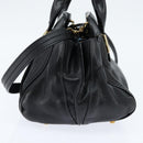 Chloe Alice Hand Bag Leather 2way Black Gold Auth BA7070-3
