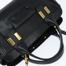 Chloe Alice Hand Bag Leather 2way Black Gold Auth BA7070-6