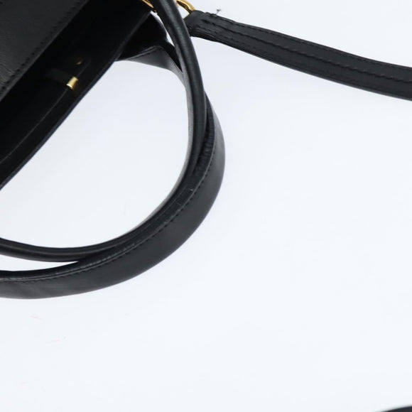 Chloe Alice Hand Bag Leather 2way Black Gold Auth BA7070