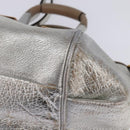 Chloe Etel Hand Bag Leather 2way Silver Gold Auth BA7071-10