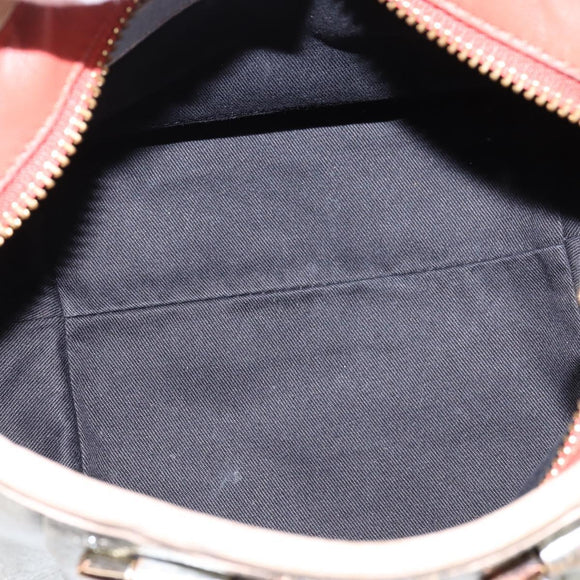 Chloe Etel Hand Bag Leather 2way Silver Gold Auth BA7071