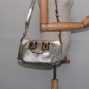 Chloe Etel Hand Bag Leather 2way Silver Gold Auth BA7071-23