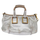 Chloe Etel Hand Bag Leather 2way Silver Gold Auth BA7071-2