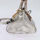 Chloe Etel Hand Bag Leather 2way Silver Gold Auth BA7071-3
