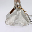 Chloe Etel Hand Bag Leather 2way Silver Gold Auth BA7071-4