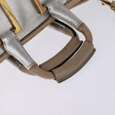 Chloe Etel Hand Bag Leather 2way Silver Gold Auth BA7071-7
