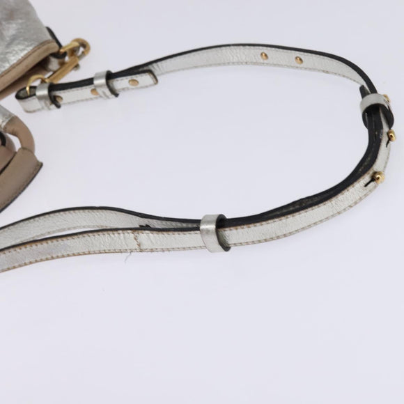 Chloe Etel Hand Bag Leather 2way Silver Gold Auth BA7071