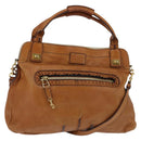 Chloe Margaret Hand Bag Leather 2way Brown Gold Auth BA7073-1